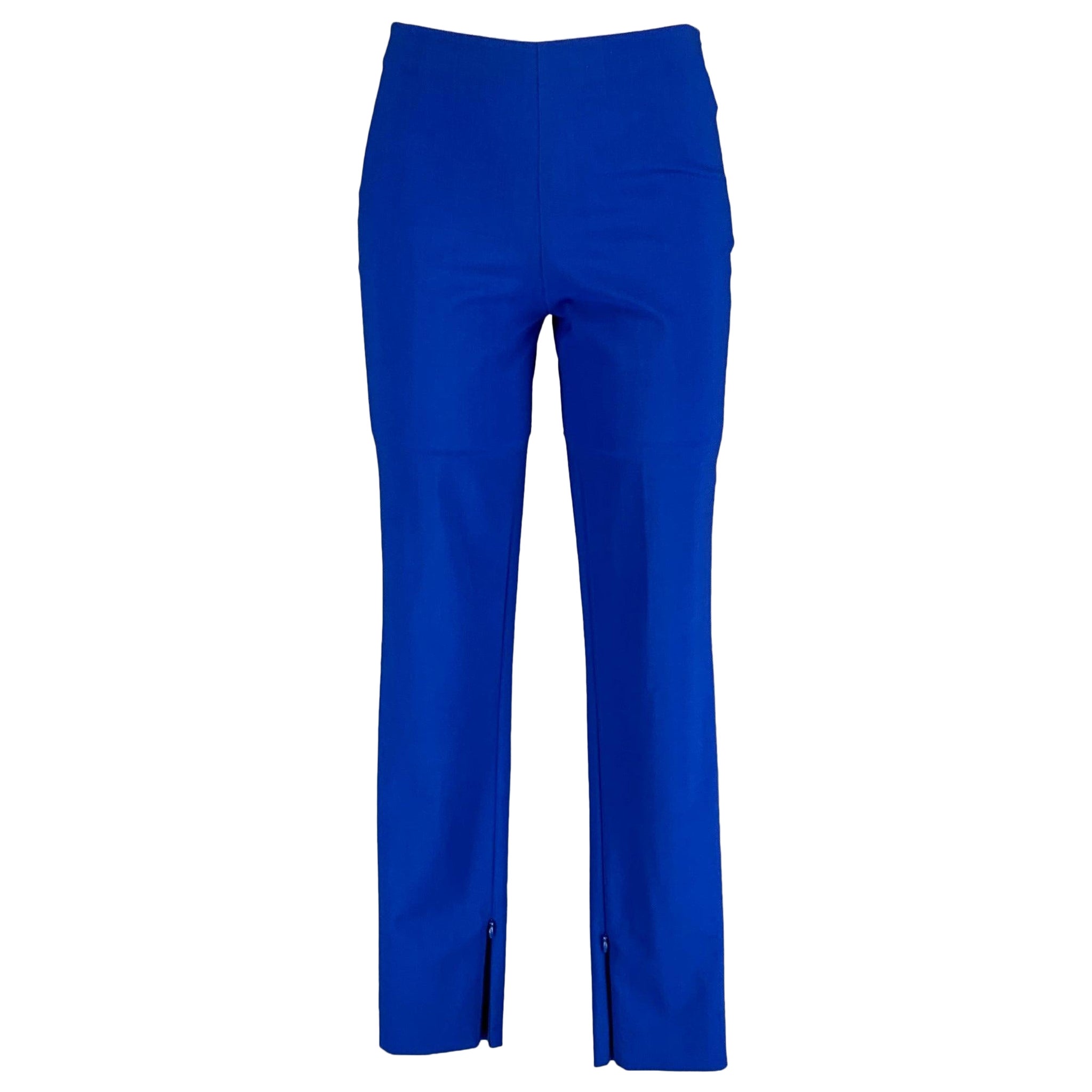 LA PERLA Size 2 Cobalt Virgin Wool Narrow Leg Dress Pants For Sale
