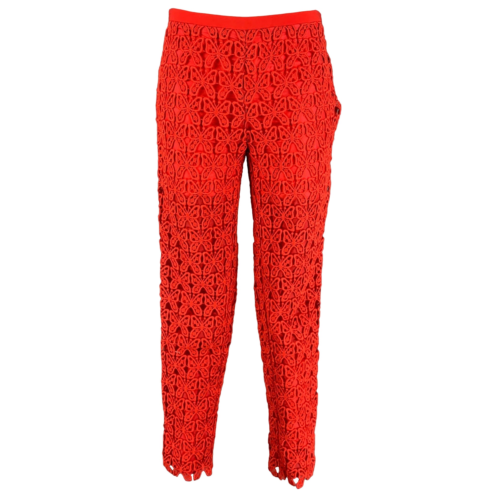 CHEAP AND CHIC by MOSCHINO Size 6 Coral Triacetate Blend Guipure Dress Pants For Sale
