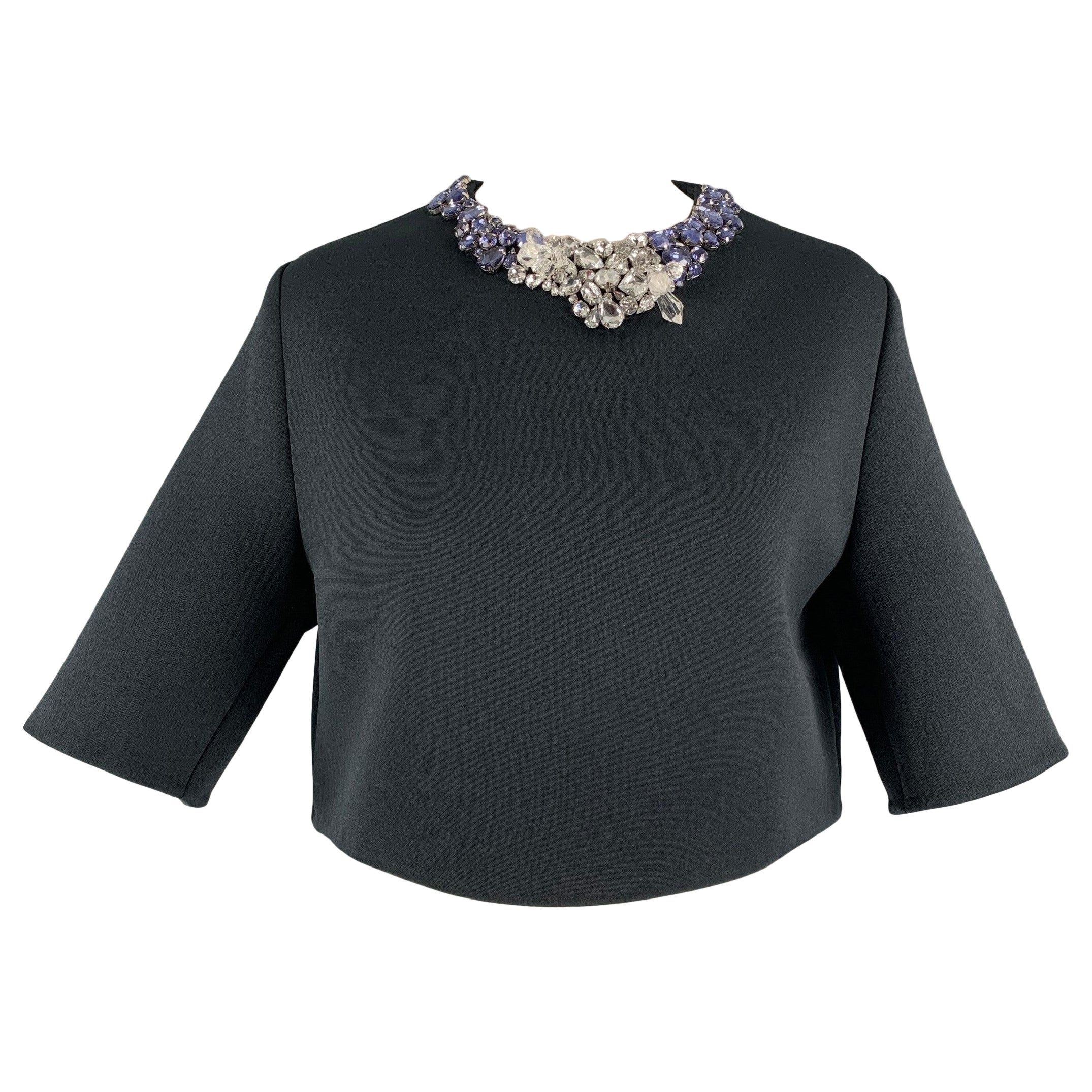 3.1 PHILLIP LIM Size 0 Black Polyester Rhinestones Dress Top For Sale