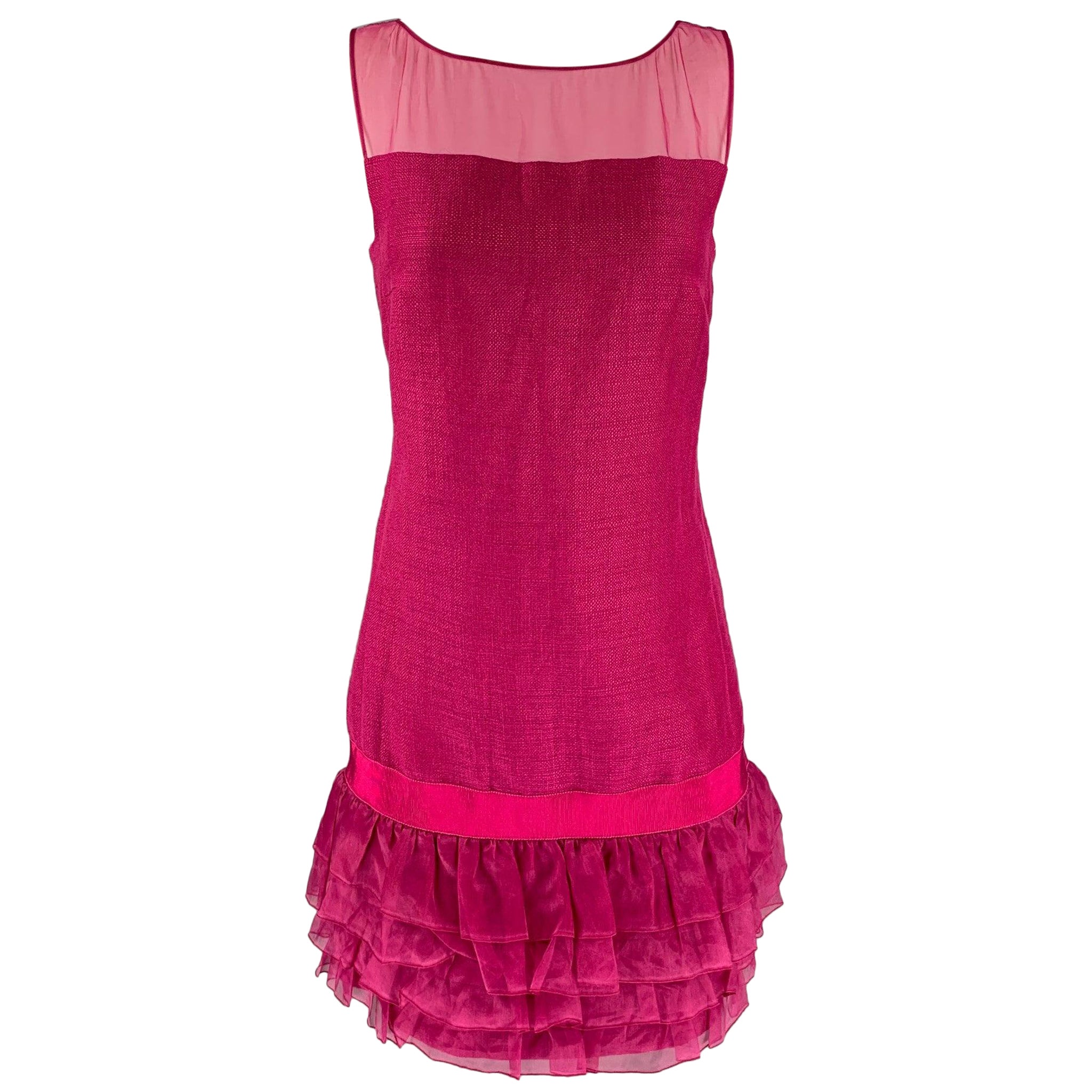 GIAMBATTISTA VALLI Raspberry Size XXS Linen & Viscose Dress For Sale