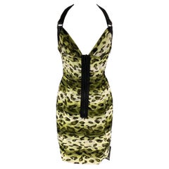 BURBERRY PRORSUM Printemps 2011 Taille 10 Robe longueur genou en soie camouflage cuir