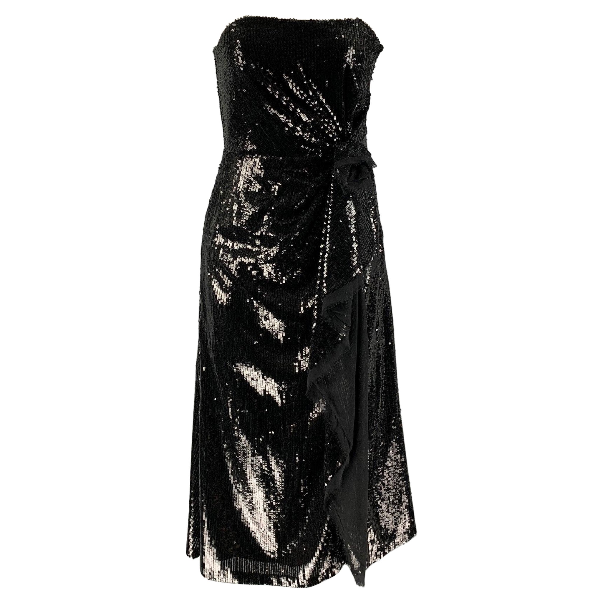 PRABAL GURUNG Size 2 Sequined Black Polyester  Dress For Sale
