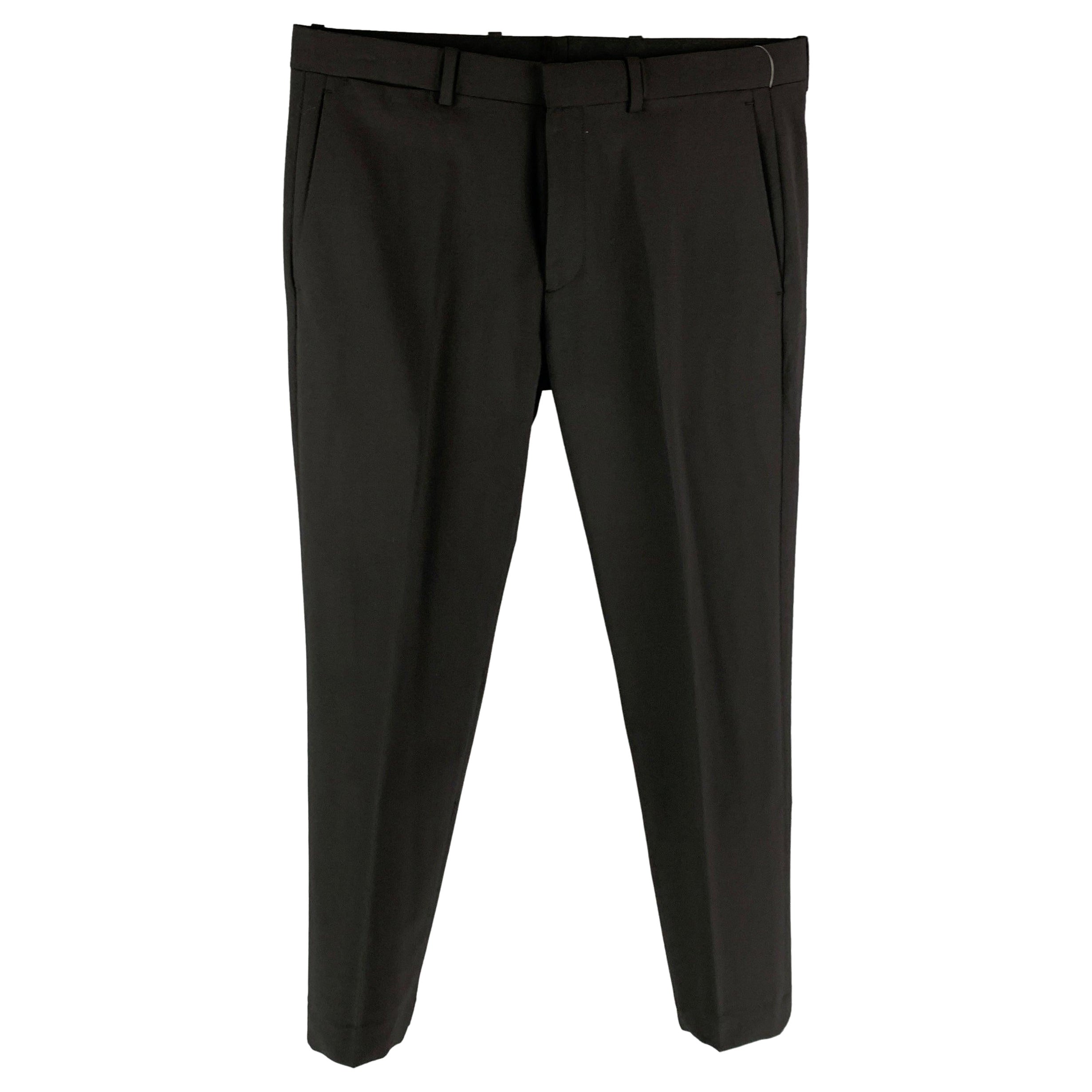 THEORY Size 31 Black Wool / Lycra Zip Fly Dress Pants For Sale