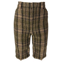 SAINT LAURENT Size 0 Olive Wool Plaid Bermuda Dress Pants