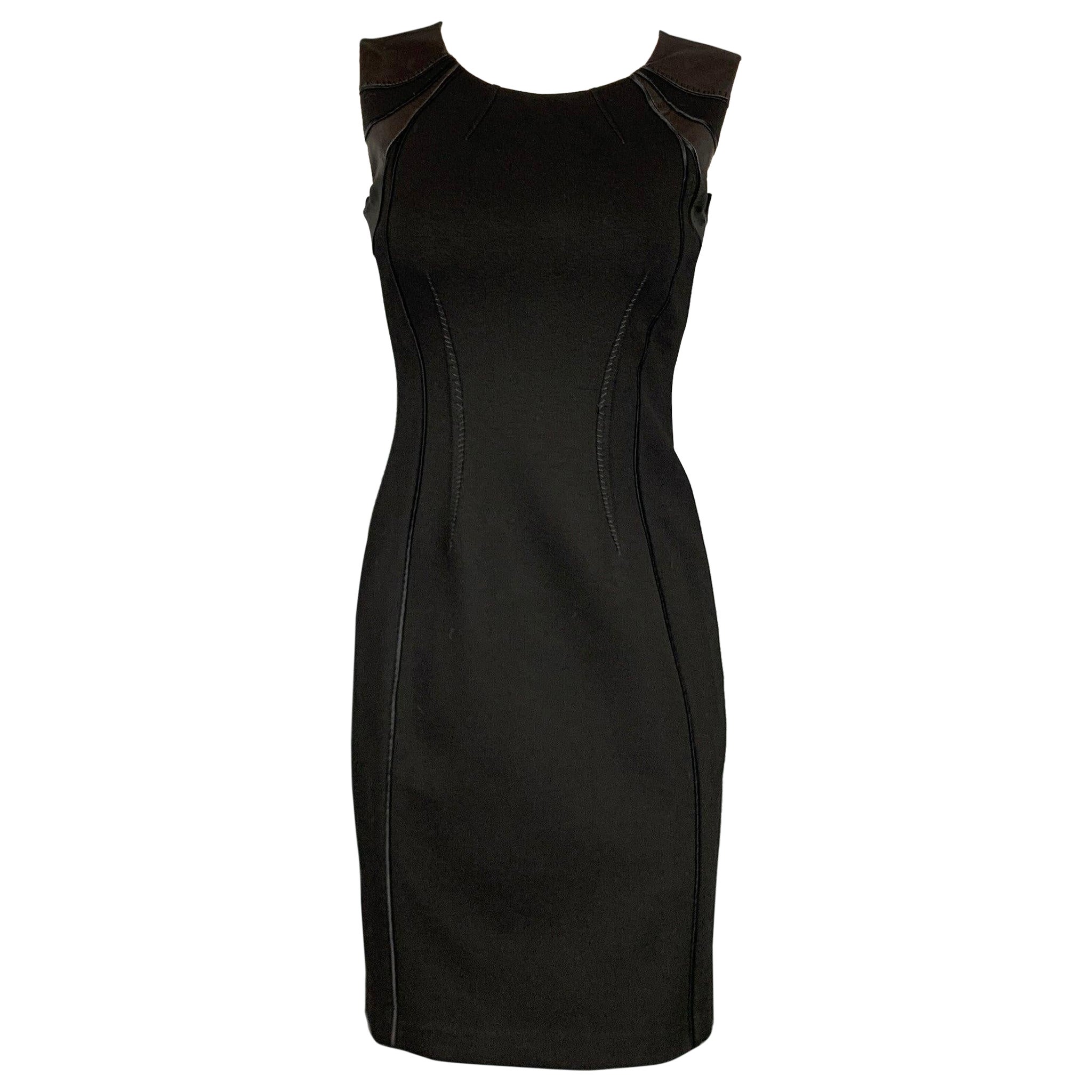 ELIE TAHARI Size 0 Black Viscose Blend Sleeveless Shift Dress For Sale