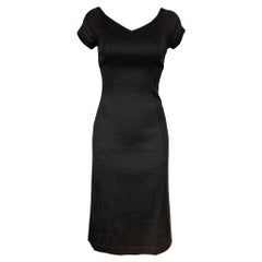 NARCISO RODRIGUEZ Size 2 Black Ribbed Cotton / Polyamide V-neck Dress