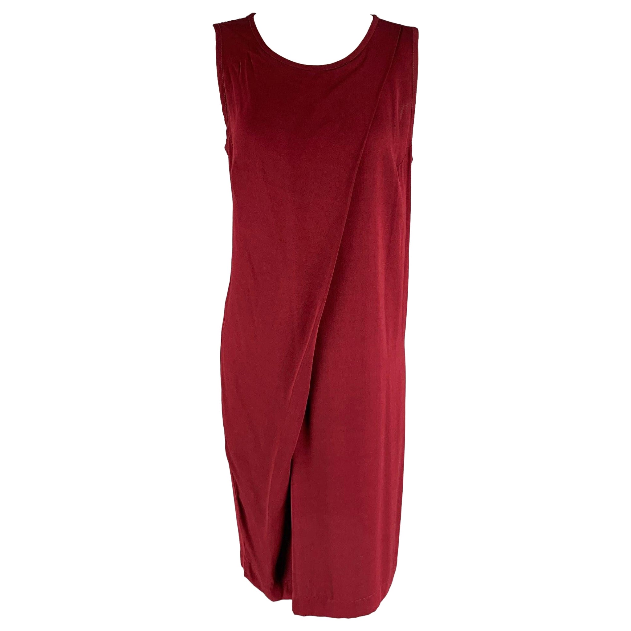 ANN DEMEULEMEESTER Size 4 Burgundy Rayon Solid Dress For Sale