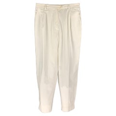 CHRISTIAN DIOR - Pantalon blanc plissé à taille haute et à jambes larges, taille 31
