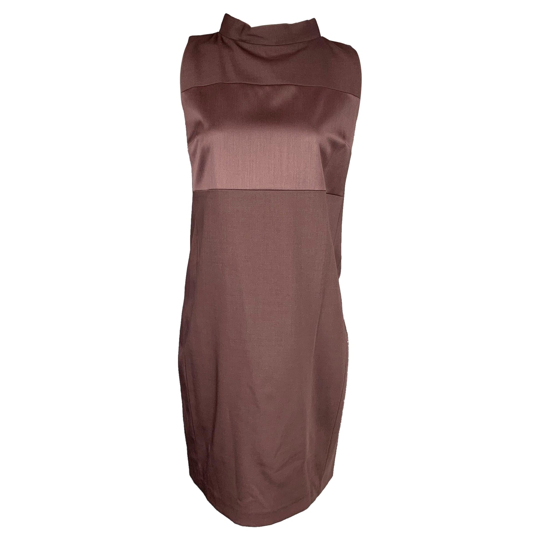 BRUNELLO CUCINELLI Size M Eggplant Virgin Wool A-line Sleeveless Dress For Sale