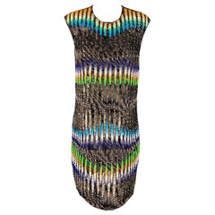 PETER PILOTTO Size 6 Multi-Color Sequined Beaded Silk Shift Dress