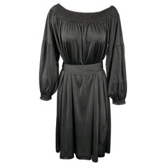 PRADA Größe S Schwarzes Bohemian-Kleid mit Gürtel aus Jersey und Polyester
