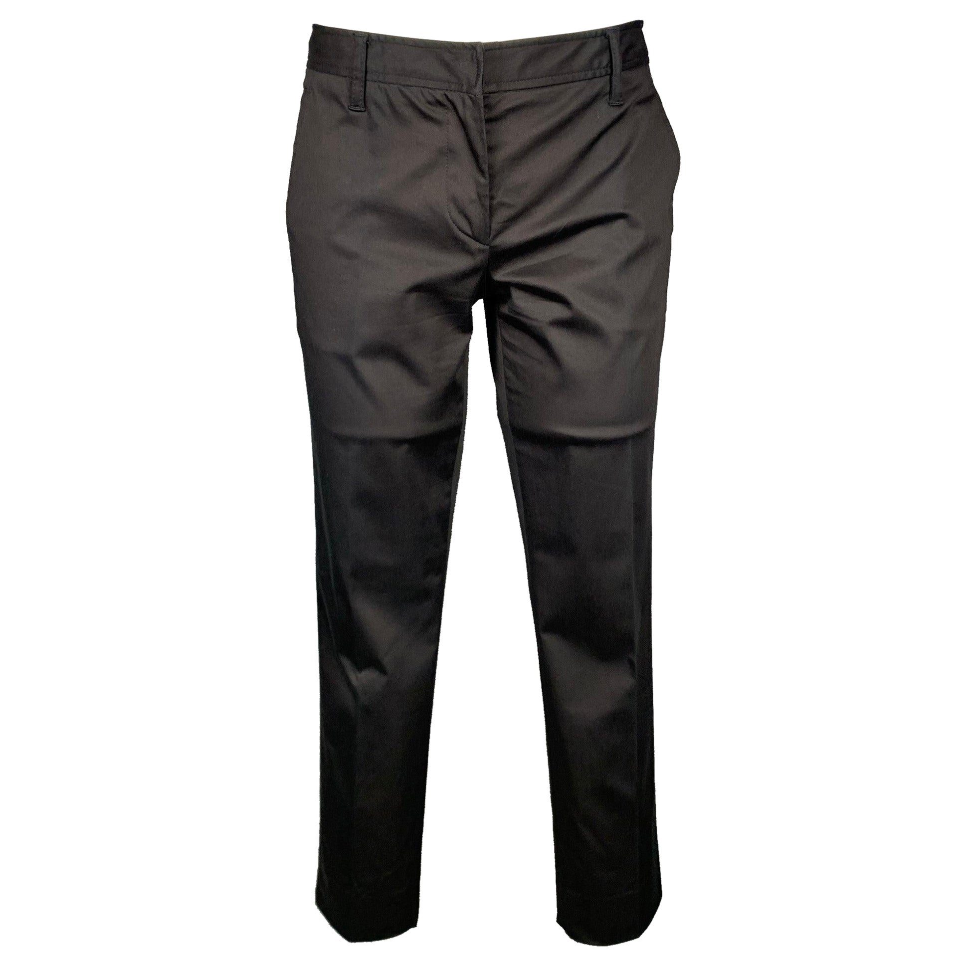 MIU MIU Size 2 Black Cotton Blend Narrow Leg Dress Pants For Sale