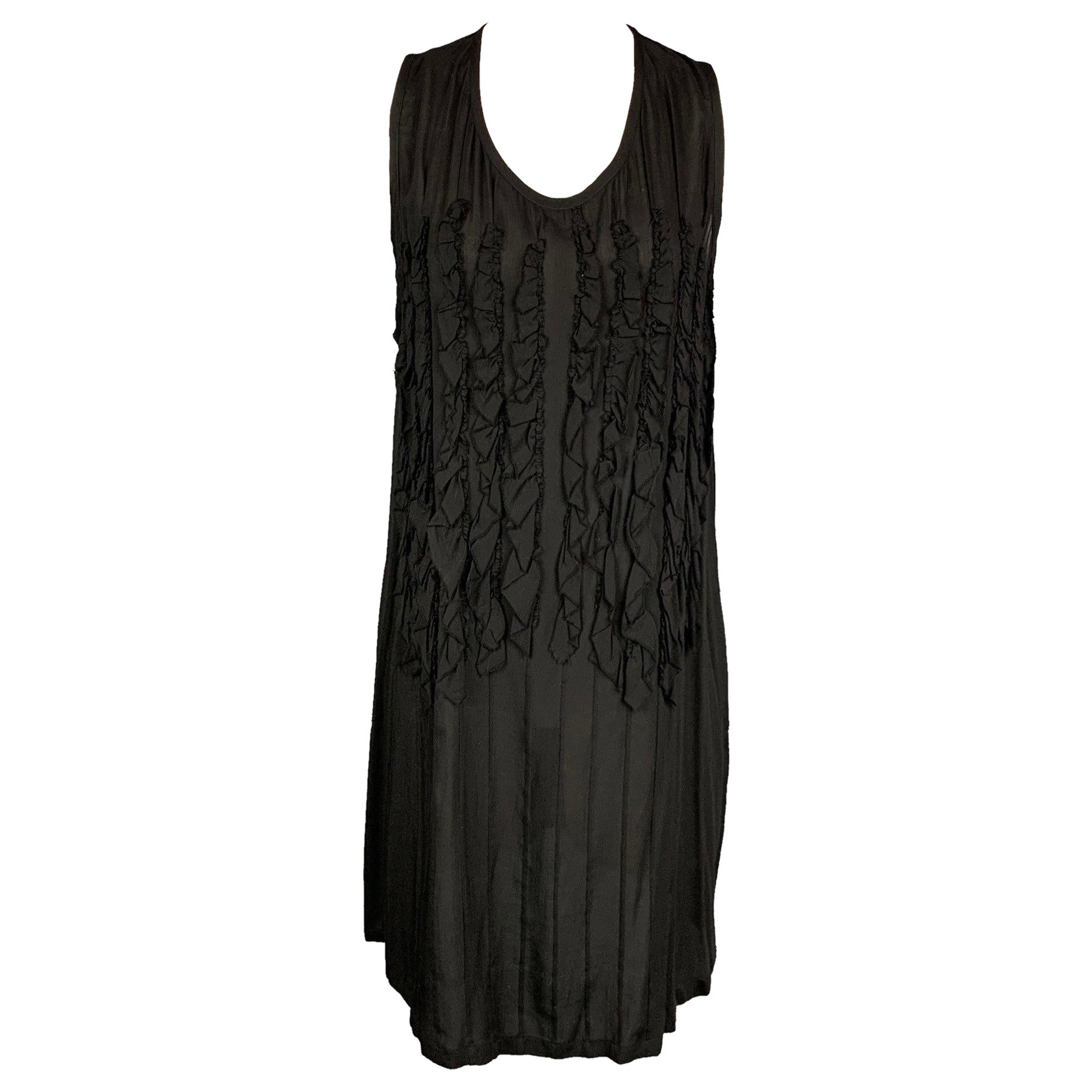 ANN DEMEULEMEESTER Size 6 Black Ruffled Shift Dress For Sale