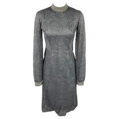 CALVIN KLEIN COLLECTION Size 4 Grey Lace Modal Blend Sheath Dress