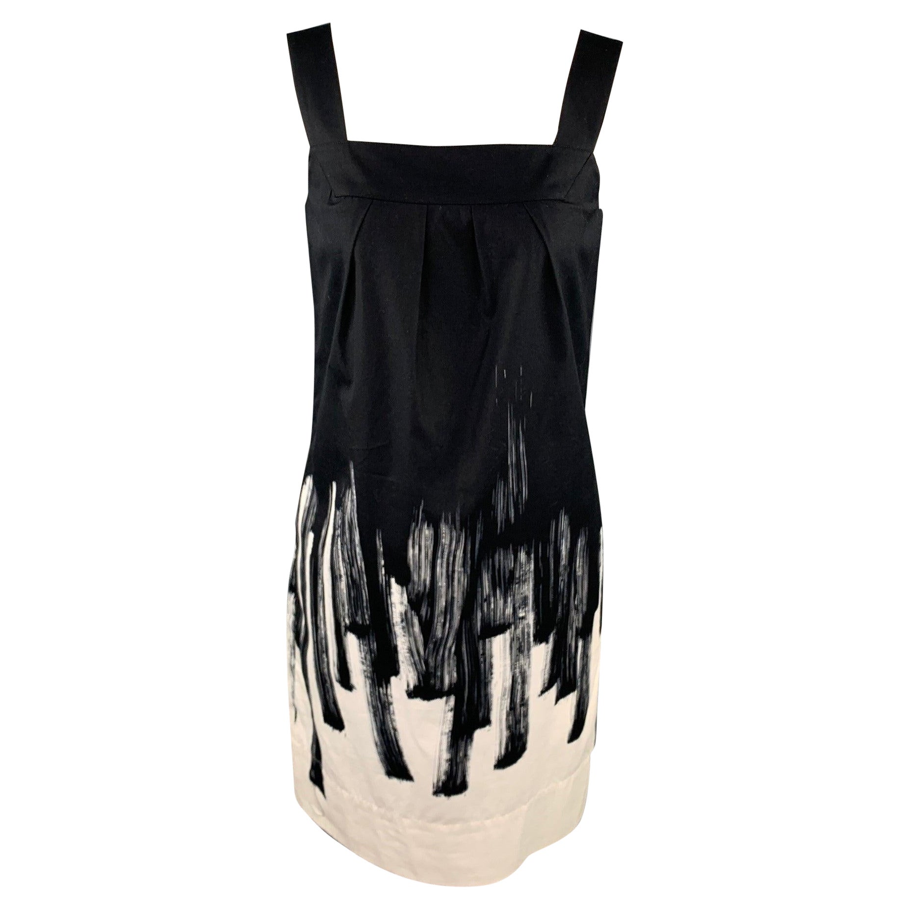 VINCE Size 4 Black & White Color Block Cotton Jumper Dress For Sale