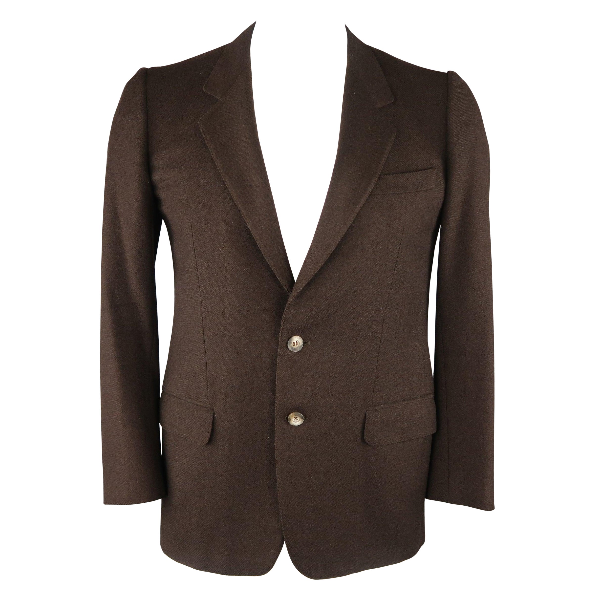 ERMENEGILDO ZEGNA 40 Regular Brown Wool / Cashmere Sport Coat For Sale