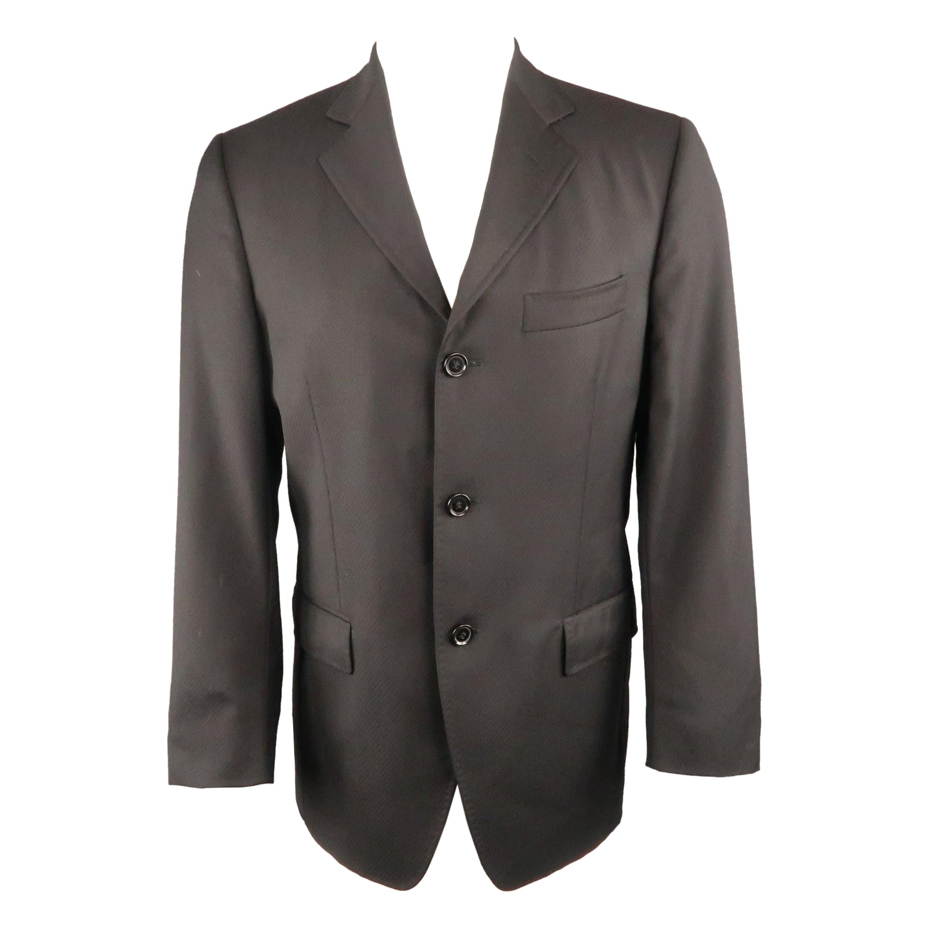 DOLCE & GABBANA 38 Short Black Diagonal Stripe Wool Notch Lapel  Sport Coat For Sale