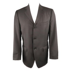 DOLCE & GABBANA 38 Short Black Diagonal Stripe Wool Notch Lapel  Sport Coat