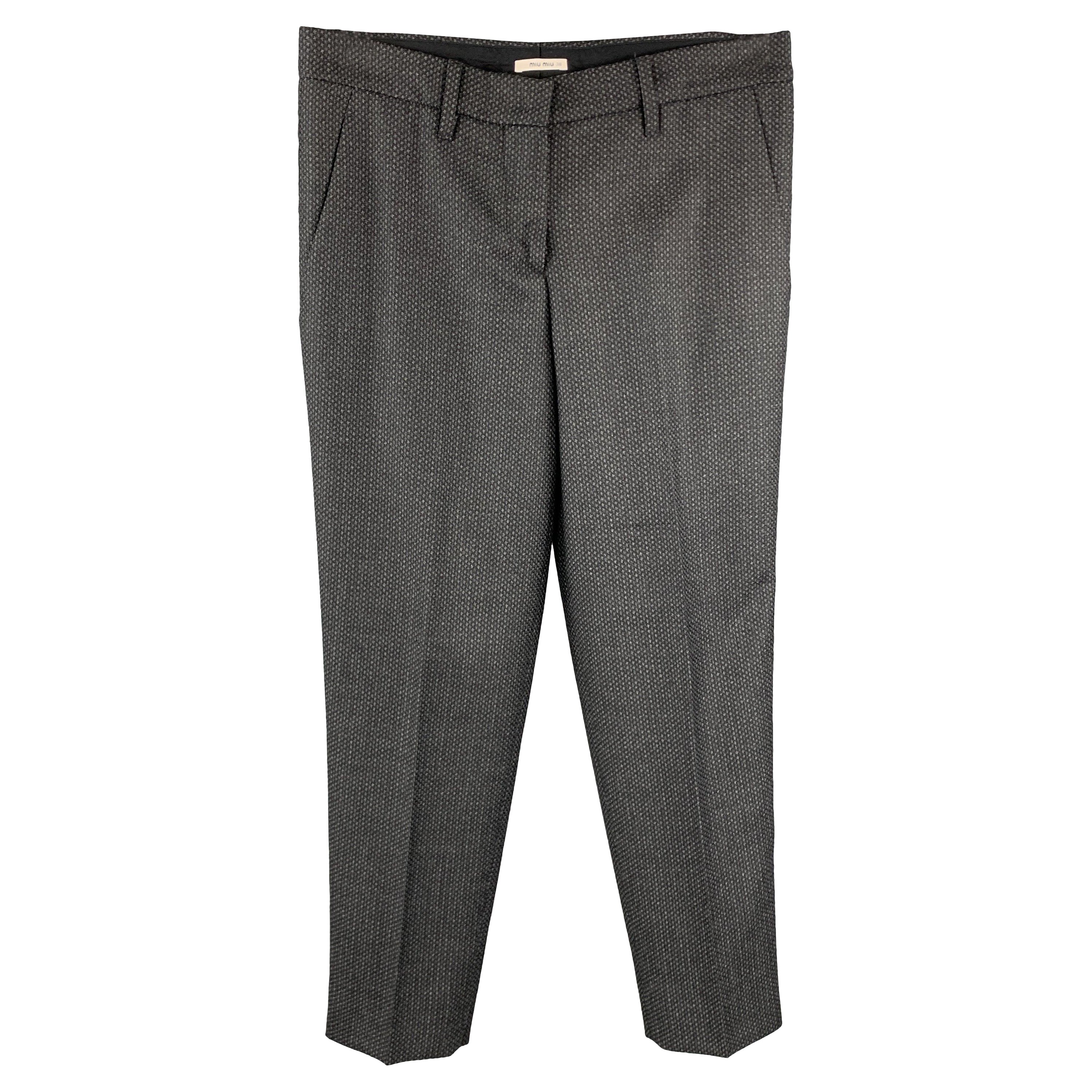 MIU MIU - Pantaloni da sera in lana grigio pied de poule taglia 2