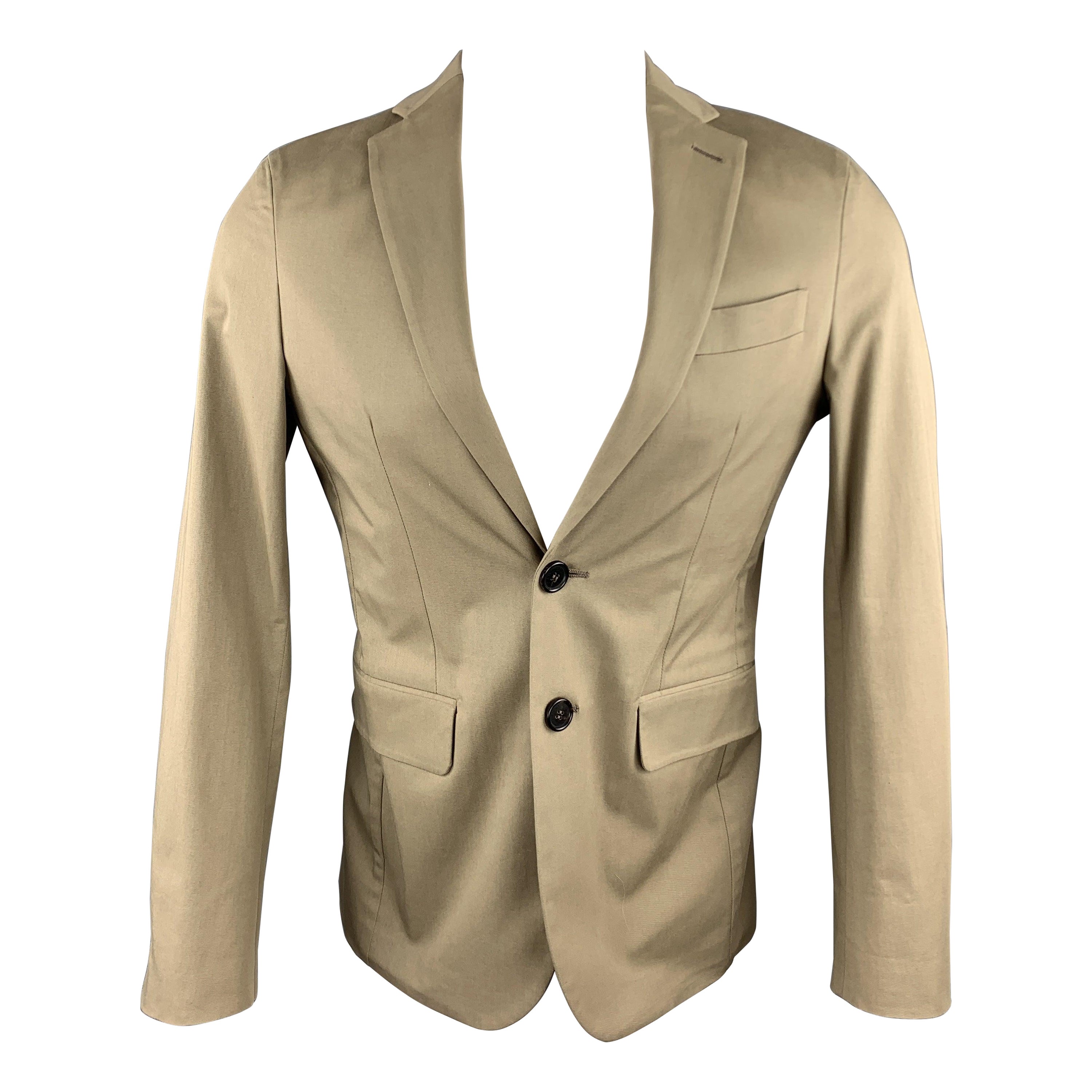 DSQUARED2 Size 36 Taupe Cotton Blend Notch Lapel Sport Coat For Sale