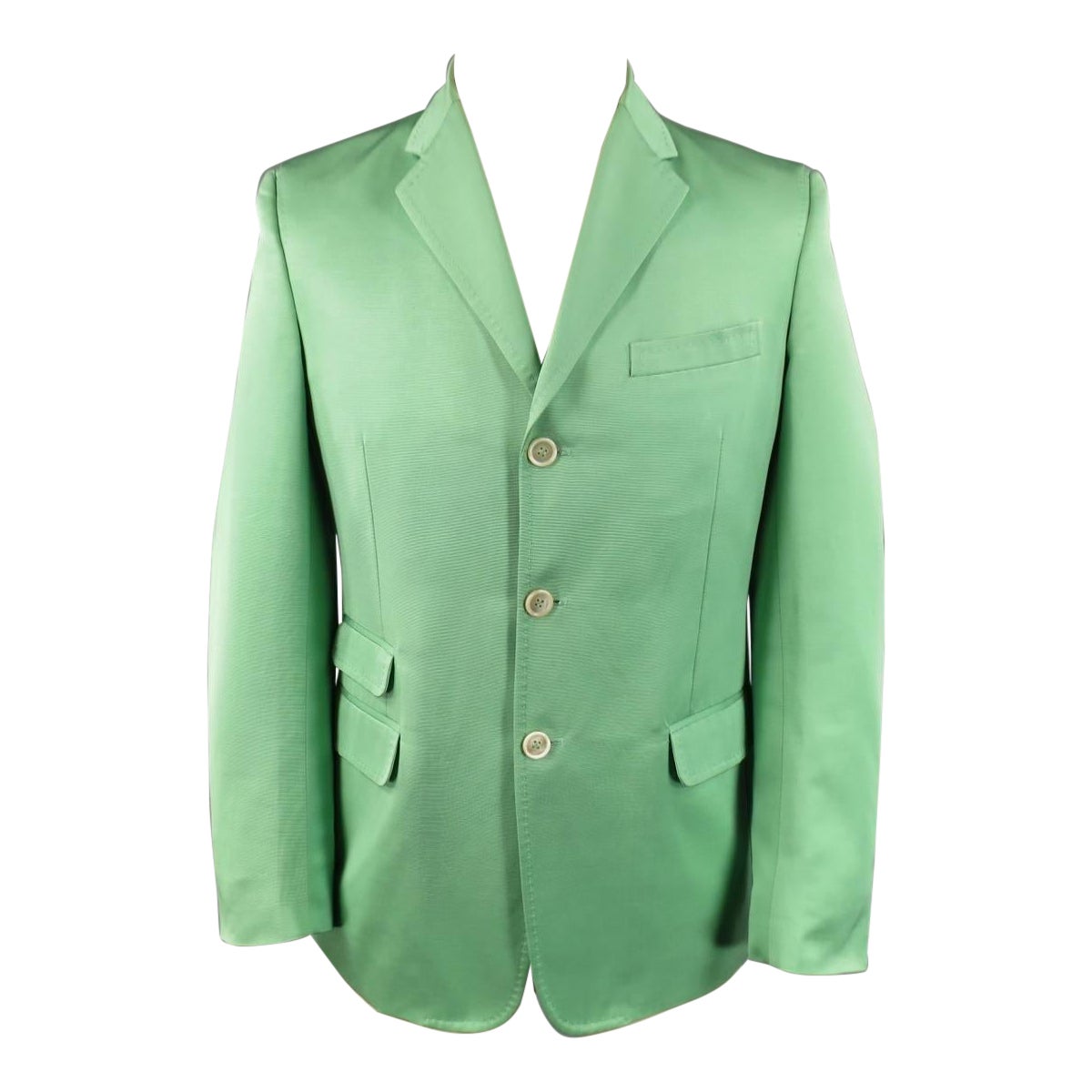 DSQUARED2 40 R Light Green Cotton Silk Faille Sport Coat For Sale