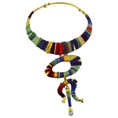 Christian Lacroix Vintage Rare Masai Inspired Torque Bib Necklace 12