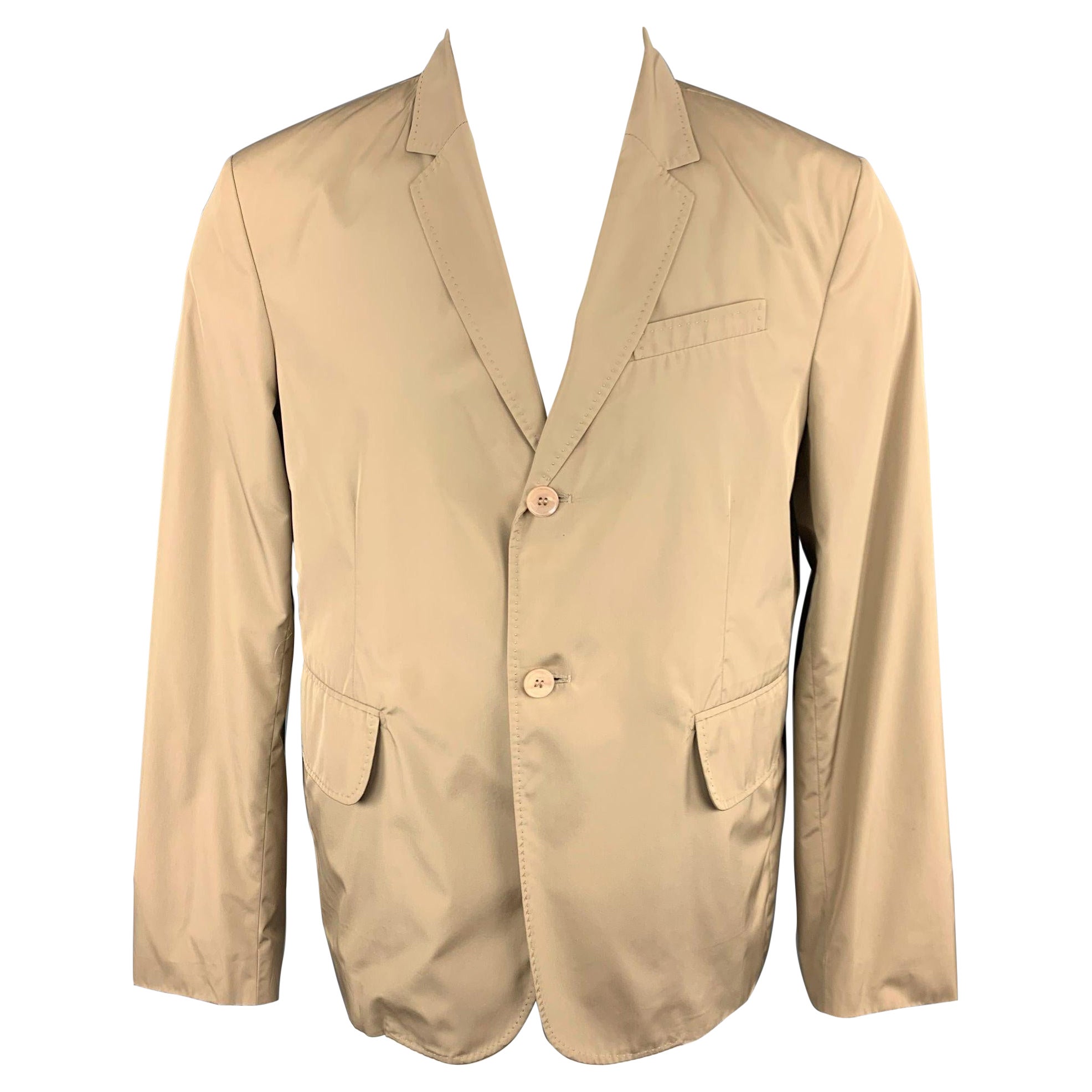CARVEN Size 42 Khaki Polyester Notch Lapel Sport Coat For Sale