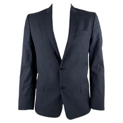 VERSACE COLLECTION - Manteau de sport croisé en laine bleu marine, taille 44