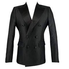 DSQUARED2 - Manteau de sport croisé en laine et soie noire, taille 38