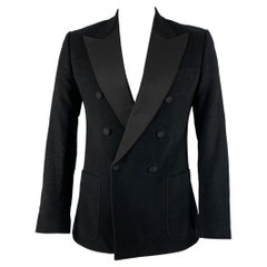 DOLCE & GABBANA Size 42 Black Cotton Blend Peak Lapel Sport Coat