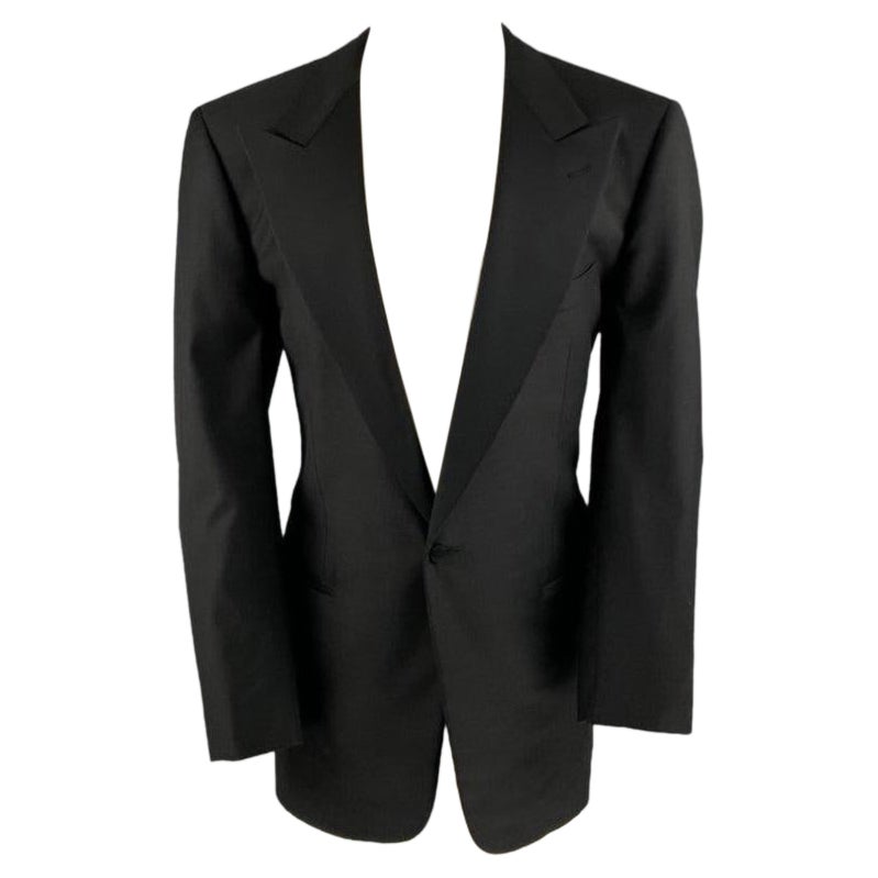 ERMENEGILDO ZEGNA Size 40 Black Wool Peak Lapel Sport Coat For Sale