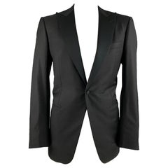 ERMENEGILDO ZEGNA Size 44 Black Wool Peak Lapel Sport Coat