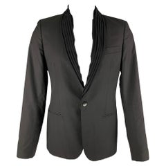 GAULTIER2 JEAN PAUL GAULTIER Taglia 38 Cappotto sportivo con collo a scialle in seta e lana nera