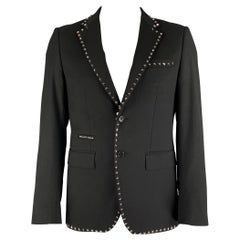 PHILIPP PLEIN Size 42 Black Studded Polyester Wool Sport Coat