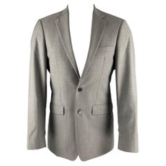CALVIN KLEIN - Manteau de sport en laine gris à revers clouté, taille 38