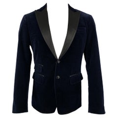 DSQUARED2 Size 40 Navy Black Velvet Cotton  Elastane Sport Coat