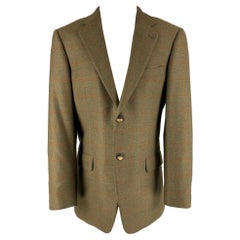 ERMENEGILDO ZEGNA Size 40 Green Orange Plaid Wool Sport Coat