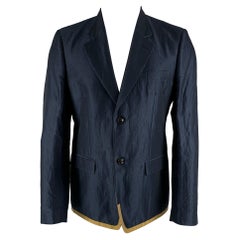 MARC JACOBS Größe 40 Navy Gold Solid Ramie Baumwolle Notch Revers Sport Mantel