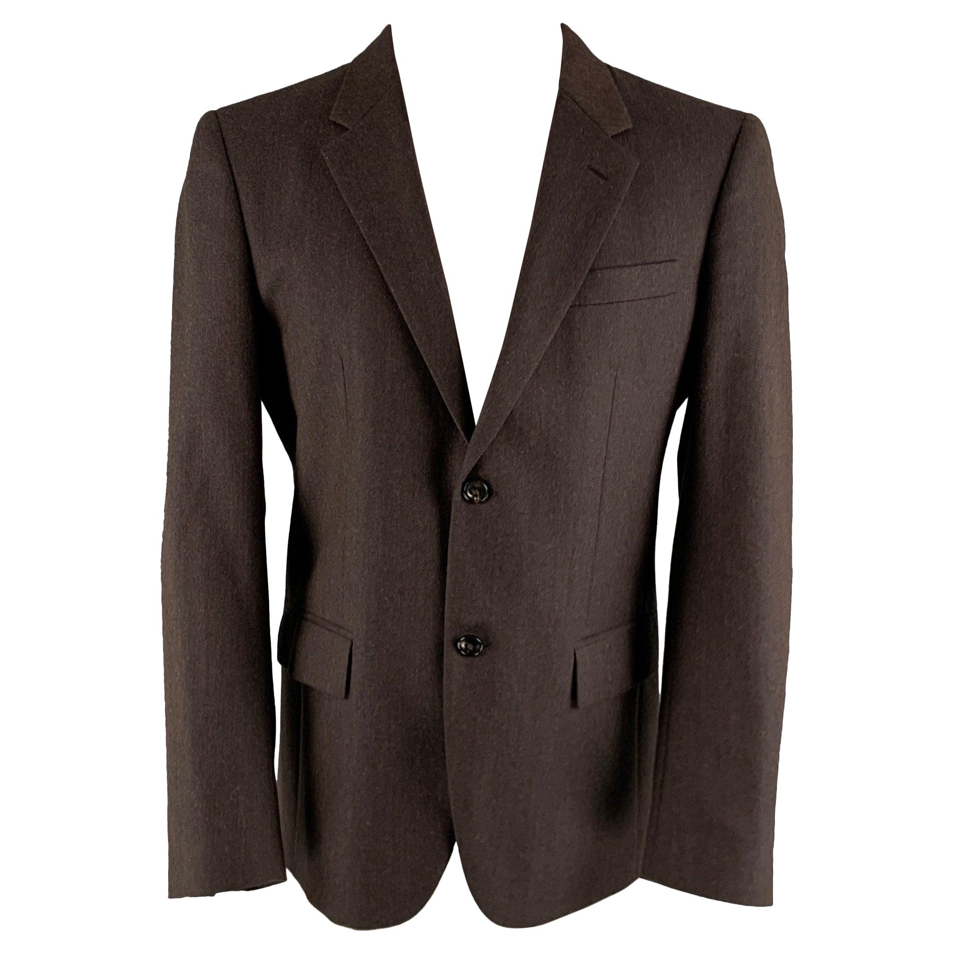 MARC JACOBS Size 38 Brown Solid Wool Notch Lapel Sport Coat For Sale