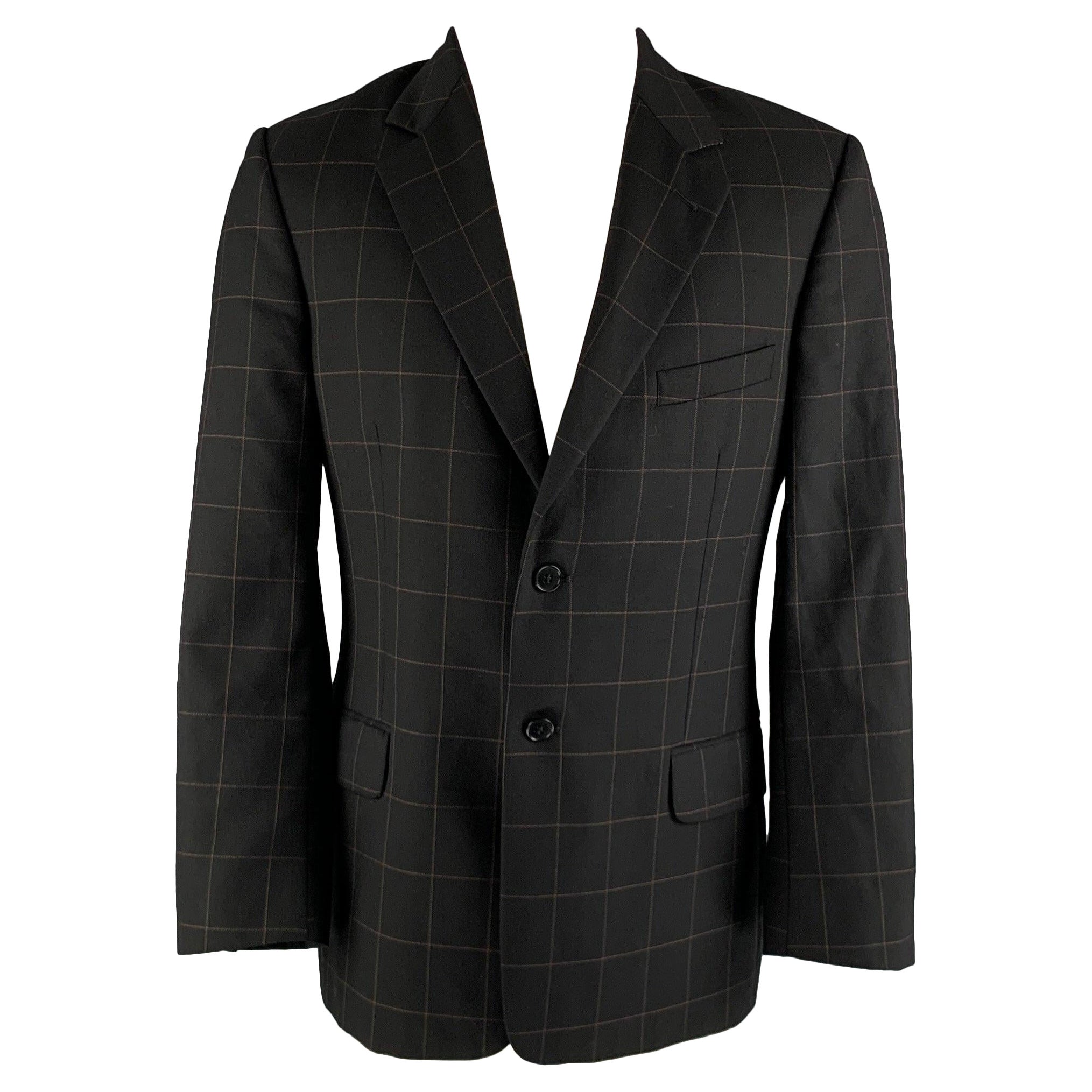 PAUL SMITH Size 40 Black Brown Window Pane Wool Cashmere Sport Coat For Sale