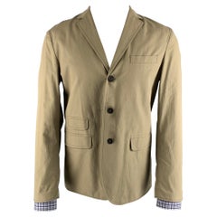 DSQUARED2 Chest Size 40 Khaki Solid Cotton Notch Lapel Sport Coat