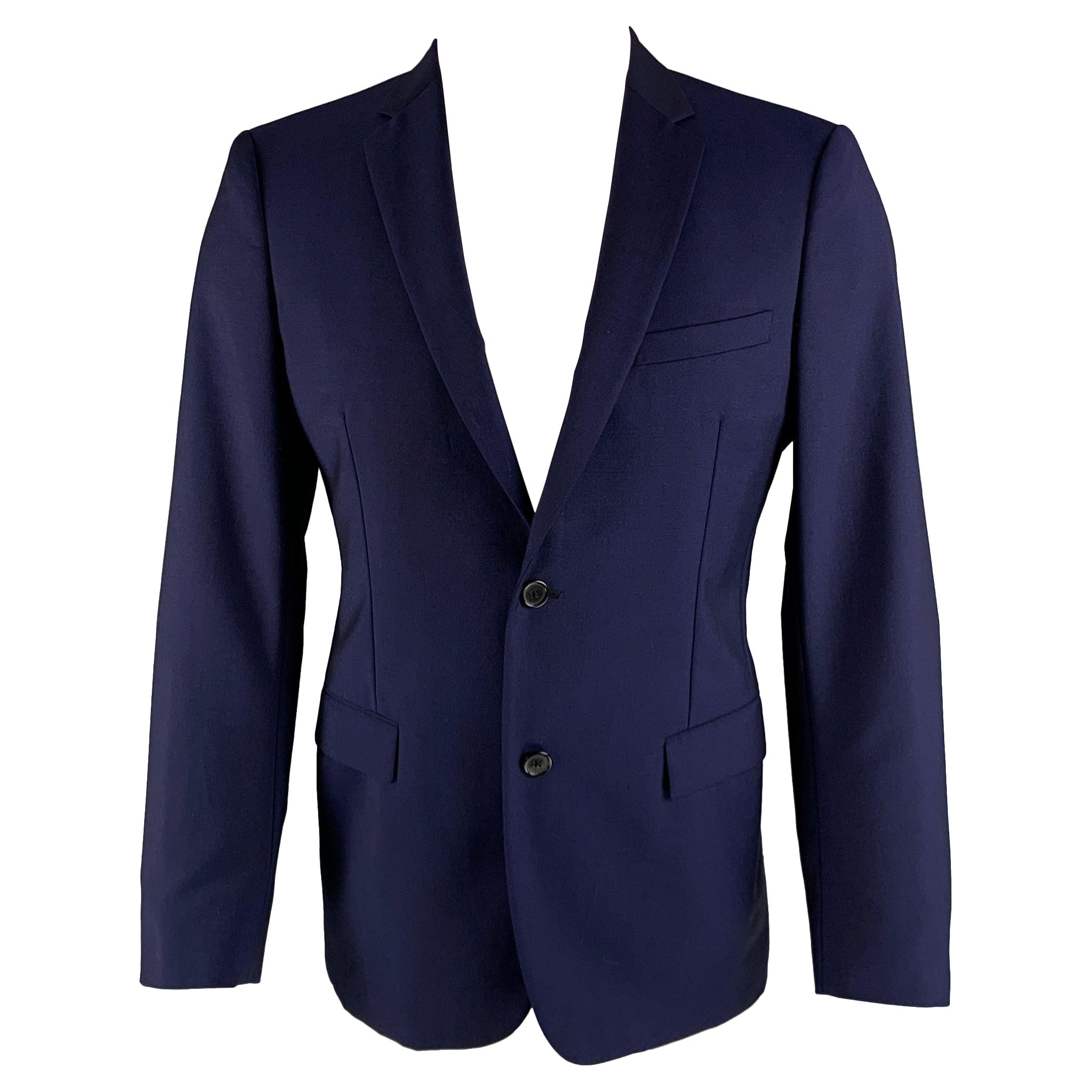 JIL SANDER Size 38 Royal Blue Solid Wool Mohair Notch Lapel Sport Coat For Sale