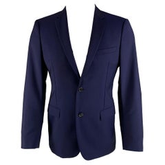JIL SANDER Size 38 Royal Blue Solid Wool Mohair Notch Lapel Sport Coat