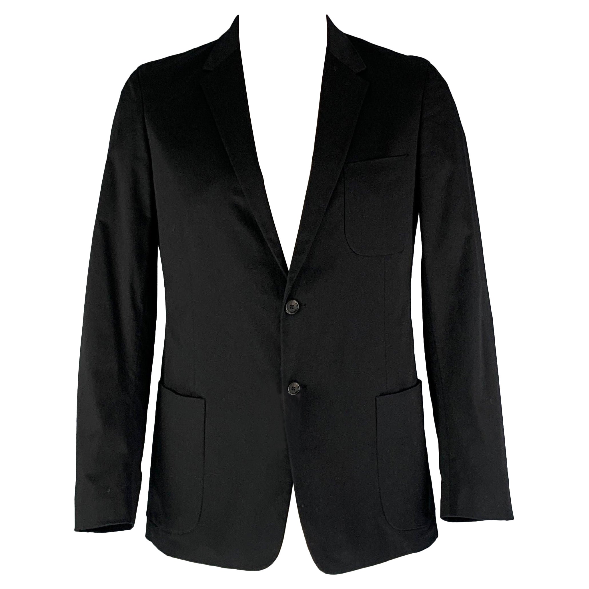 PRADA Size 46 Black Cotton  Elastane Single breasted Sport Coat For Sale