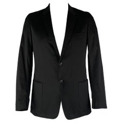 PRADA Size 46 Black Cotton  Elastane Single breasted Sport Coat