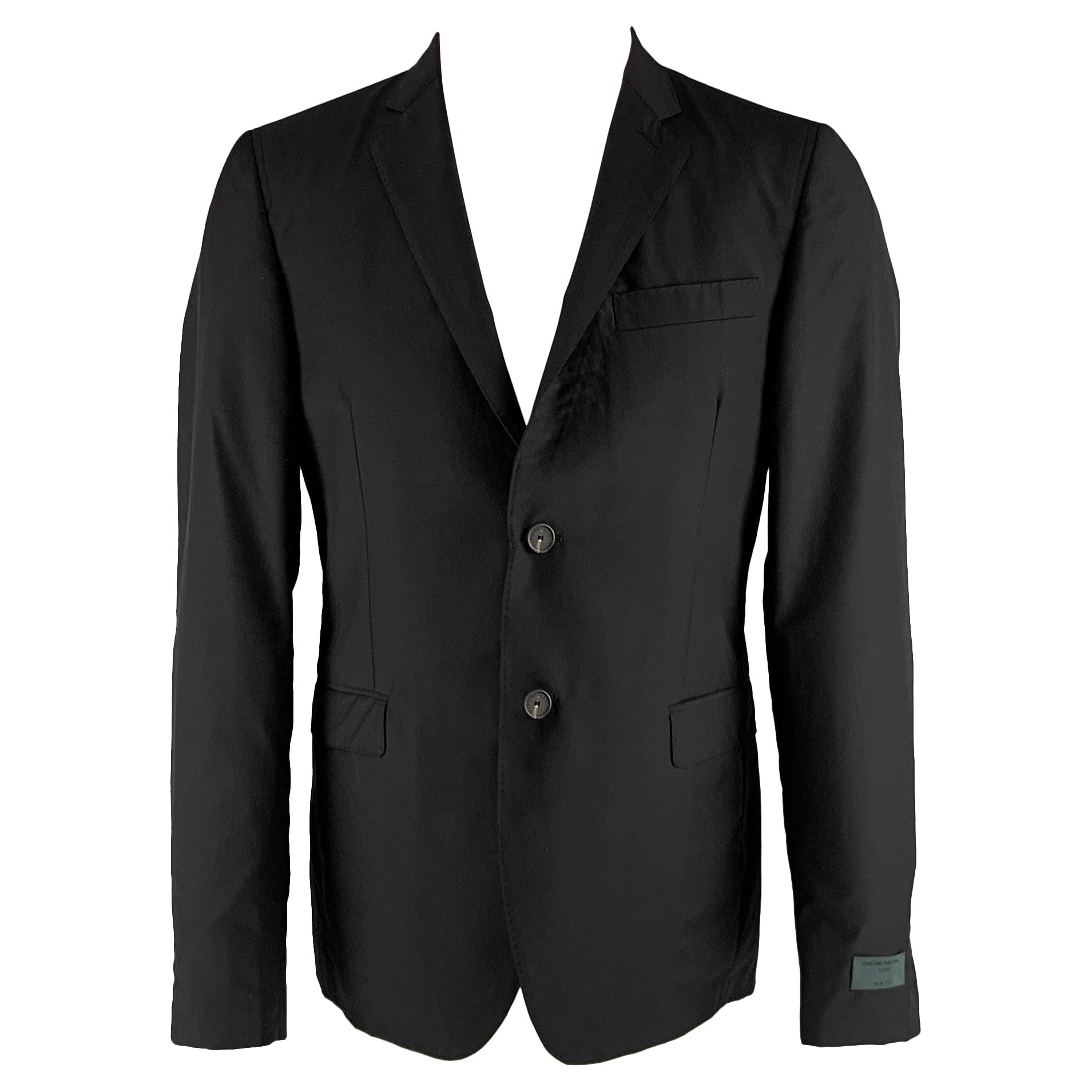 Costume National Taille 40 Manteau de sport noir en laine et soie à revers échancré en vente