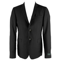 Costume National Taille 40 Manteau de sport noir en laine et soie à revers échancré