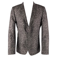CALVIN KLEIN « COLLECTION » - Manteau de sport gris olive abstrait en polyester, taille 42