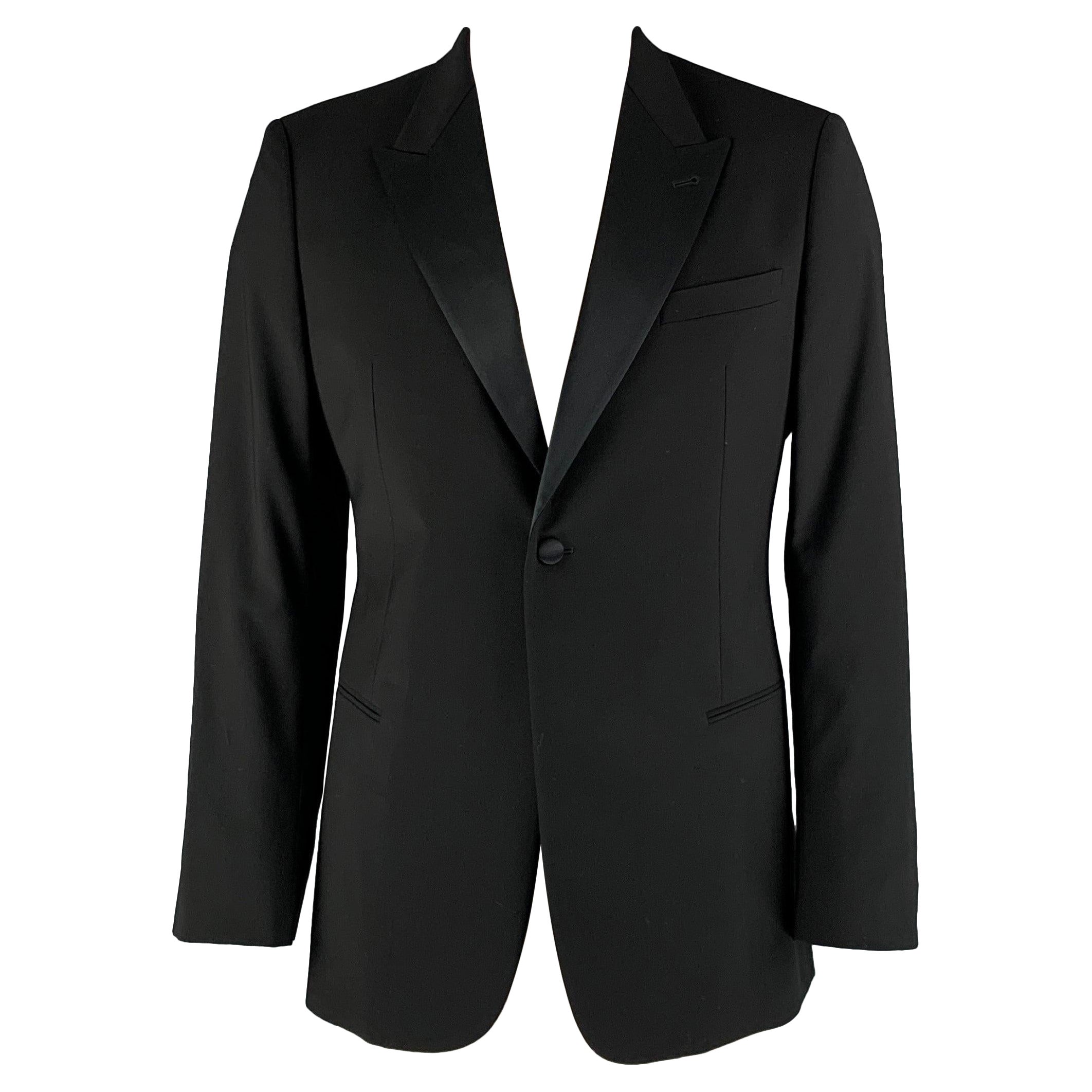 GIORGIO ARMANI Chest Size 42 Black Solid Wool Tuxedo Sport Coat For Sale