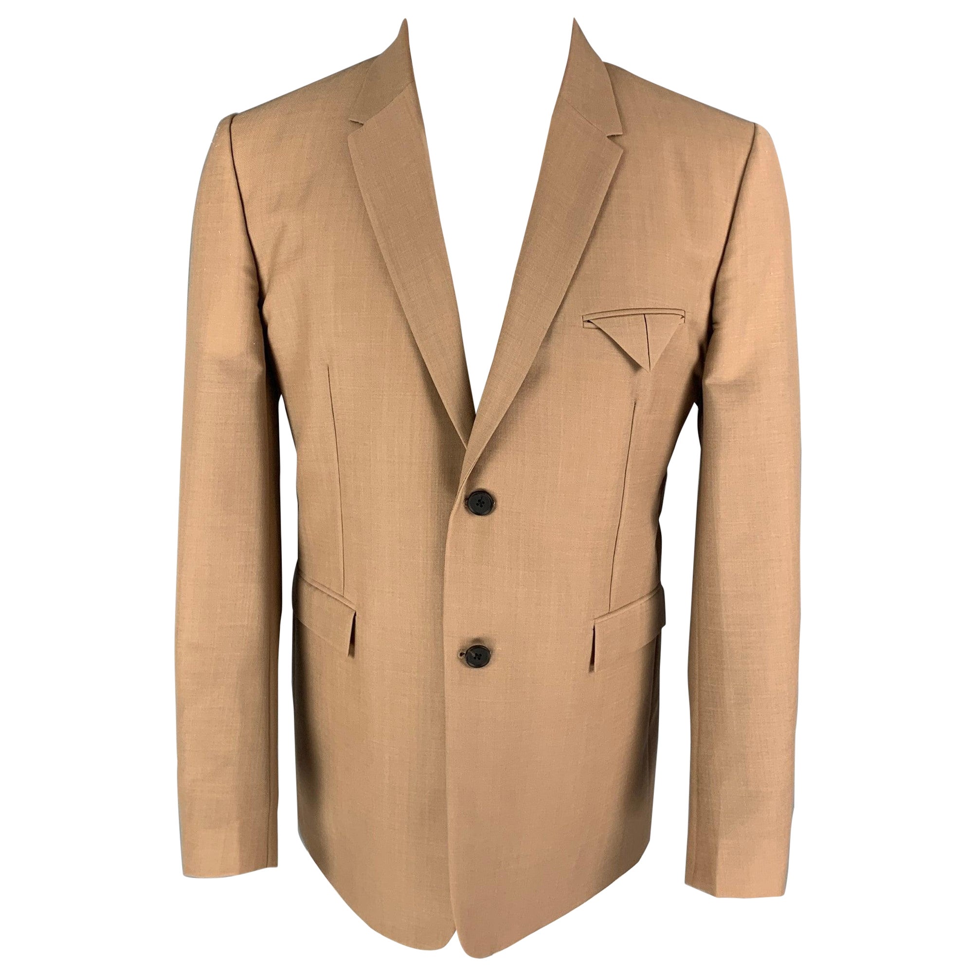 BOTTEGA VENETA Pre-Fall 2019 Size 40 Khaki Mohair Wool Notch Lapel Sport Coat For Sale